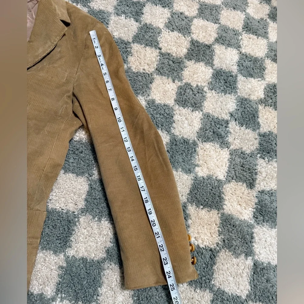HAGGAR USA Vintage Tan Corduroy 2 Basket Weave Button Blazer Jacket 70s Retro 42